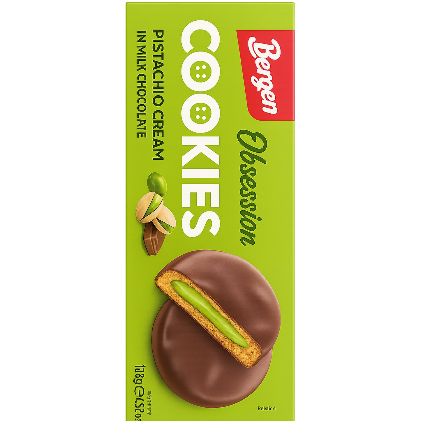 Bergen Cookies - Cioccolato al latte al pistacchio 128 g